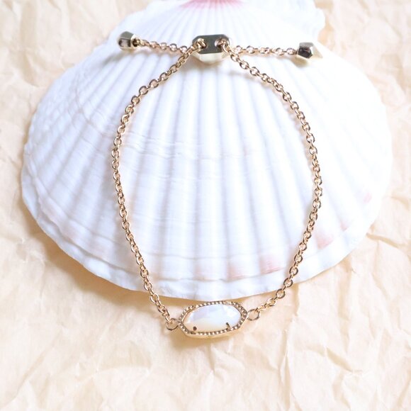 Kendra Scott Gold Elaina Ivory Pearl Adjustable Chain Bracelet - Picture 2 of 2